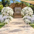 Clear Acrylic Aisle Stands with Oversized Floral Spray – Set of Two