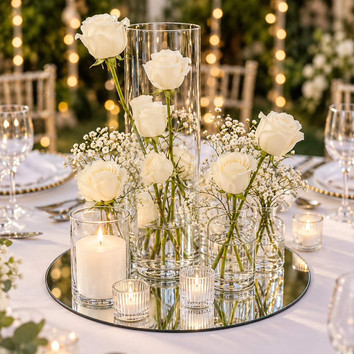 Fresh Floral Glass Vase Centrepiece