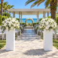 White Aisle Stands with Oversized Floral Spray – Set of Two