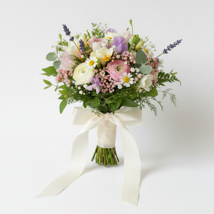 Flower Girl Posy - Mixed Floral & Mixed Foliage
