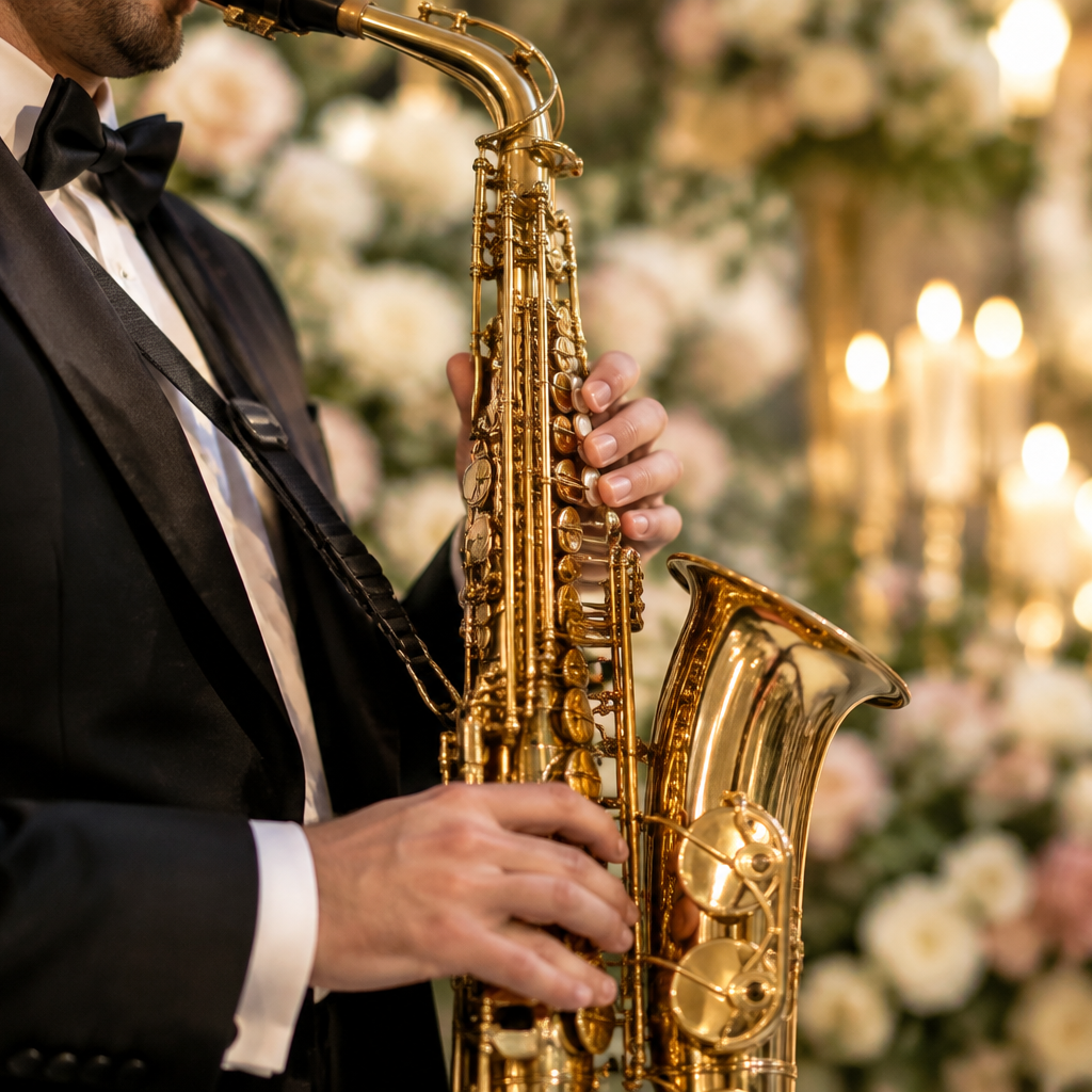 Saxophonist playing at a wedding ceremony